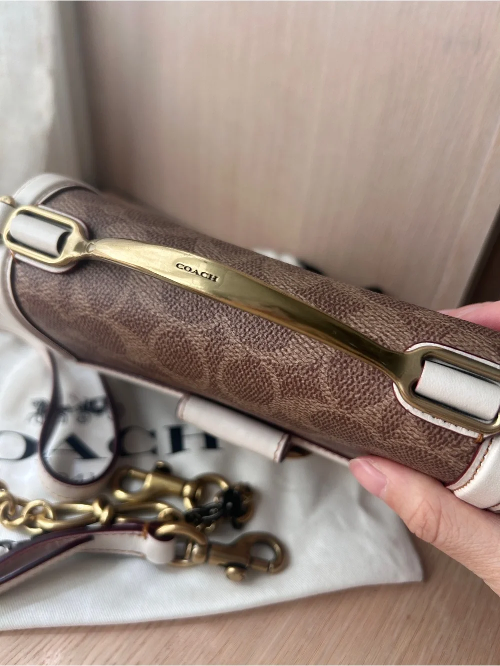 Coach👜Riley Top Handle 18 In Signature Canvas 73934 Tan Chalk Vintage y2k